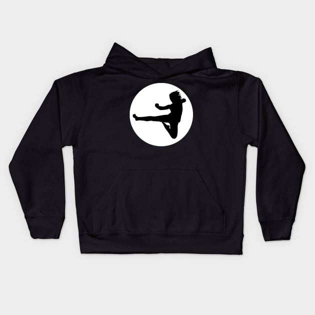 Jump Kick Icon Kids Hoodie by NovaOven